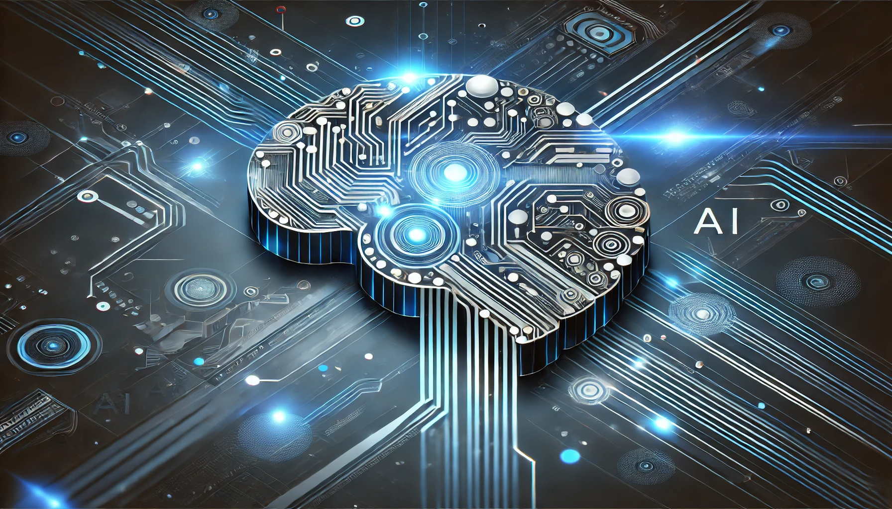 DALL·E 2025-01-18 18.37.34 – A modern, visually engaging concept of artificial intelligence with a futuristic theme. The image should show an abstract representation of AI in the مواقع الذكاء الاصطناعي المناسبة
