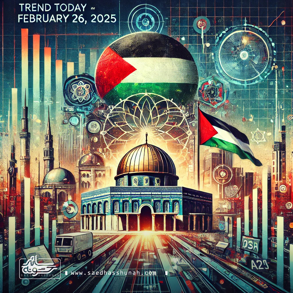 26 feb سائد حسونه | ترند اليوم | تطورات فلسطين، تراجع العملات الرقمية، والتكنولوجيا المستدامة