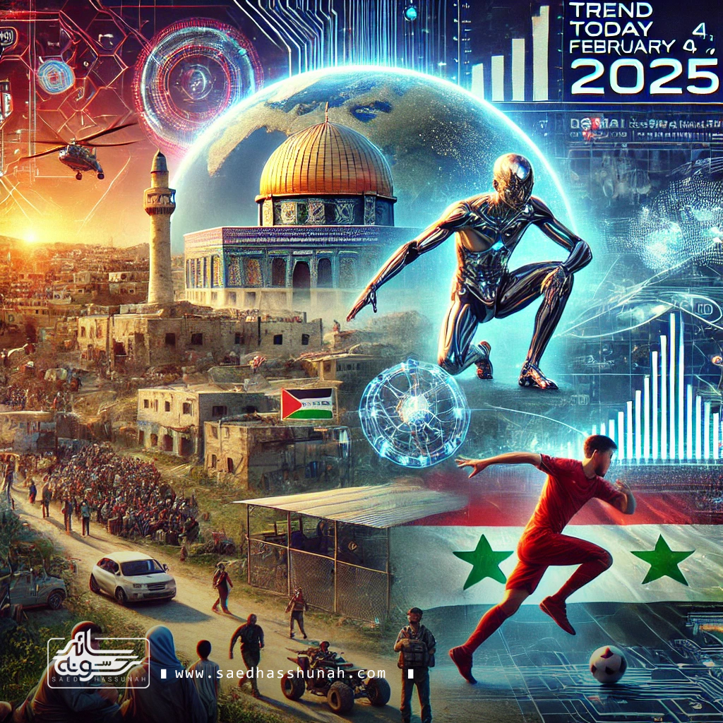 4 Feb سائد حسونه | ترند اليوم | تصاعد التوتر في فلسطين، قمة الابتكار الرقمي، وإعادة إعمار سوريا